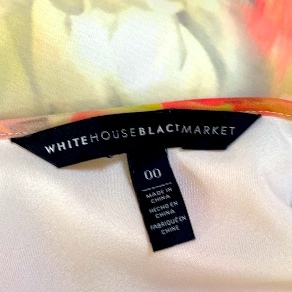 WHBM peach watercolor floral dress with cute pleated bell sleeves - Picture 7 of 9